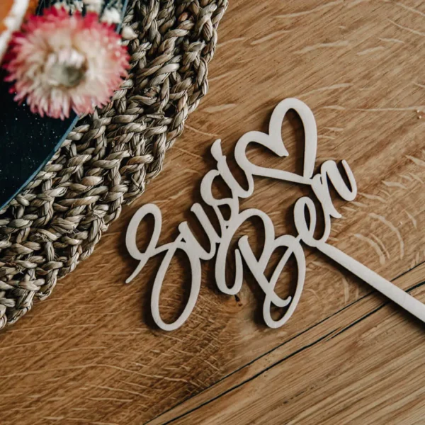 Caketopper personalisiert Herz mit 2 Namen - Produktbild