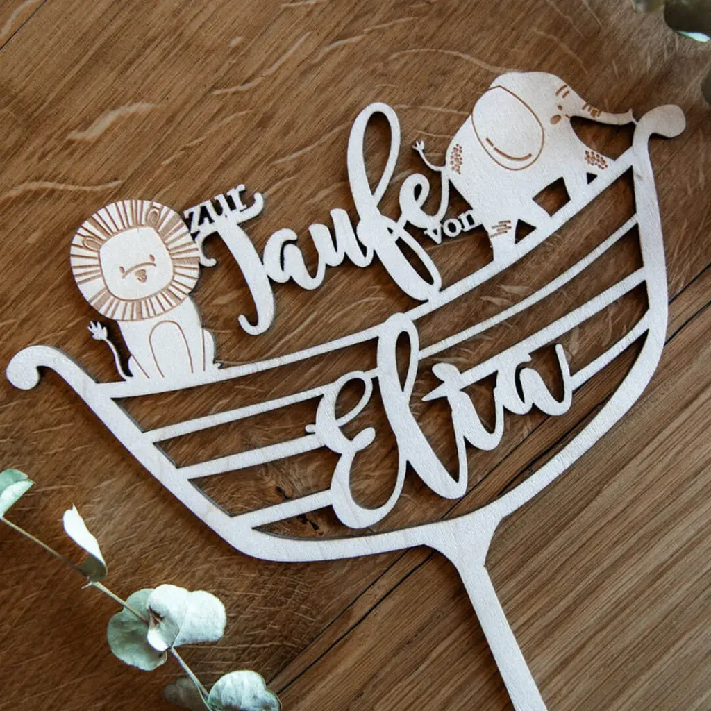 Caketopper Taufe Arche mit Namen - Produktbild