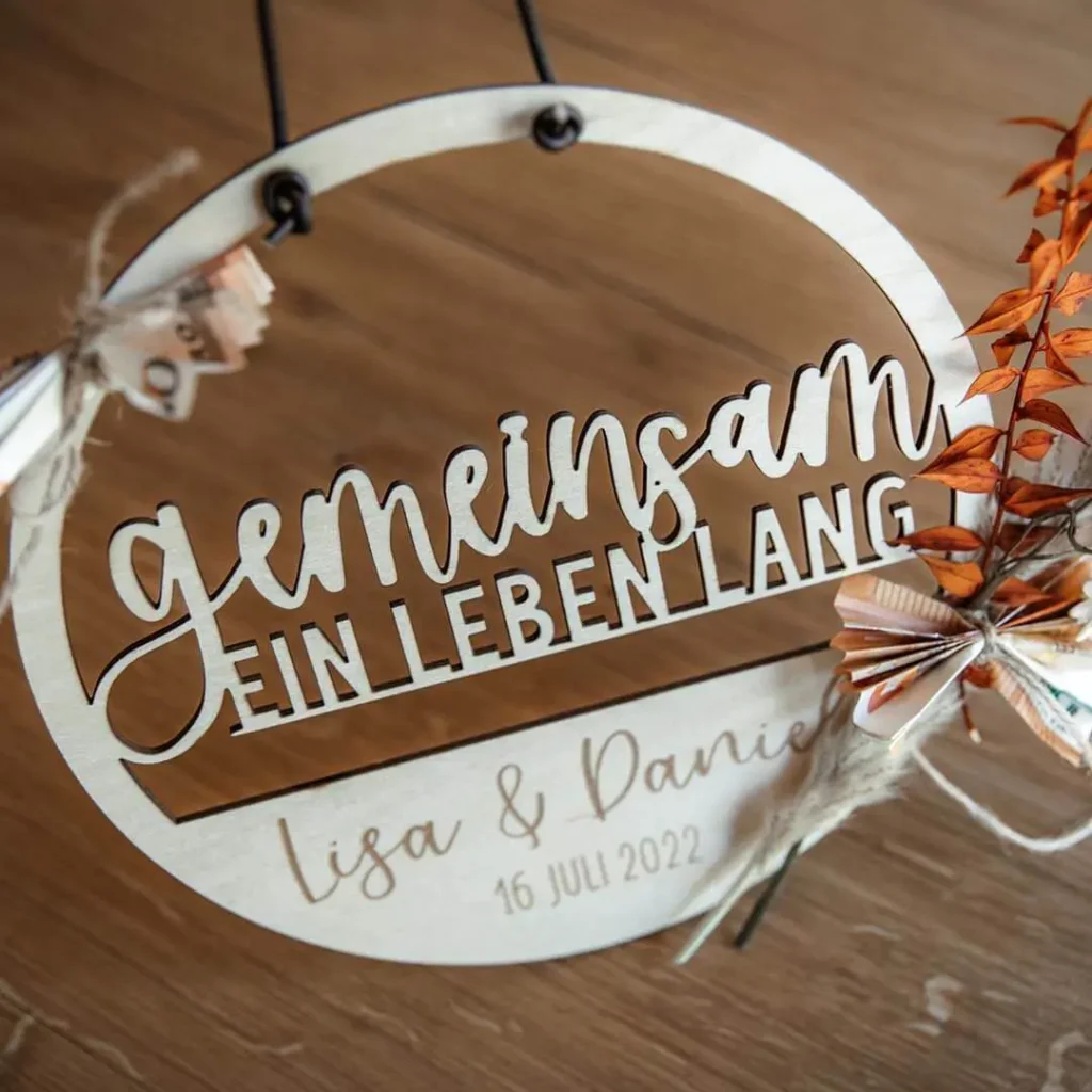 Holzschild Hochzeit mit SchriftzugProduktbild