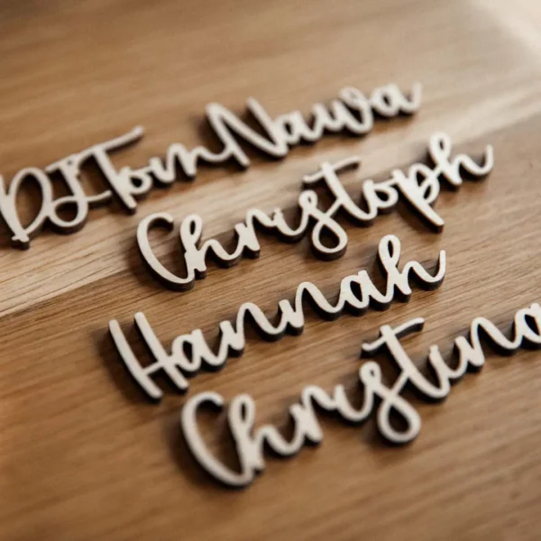 Home 12 Tischkarten Schriftzüge aus Holz - Produktbild