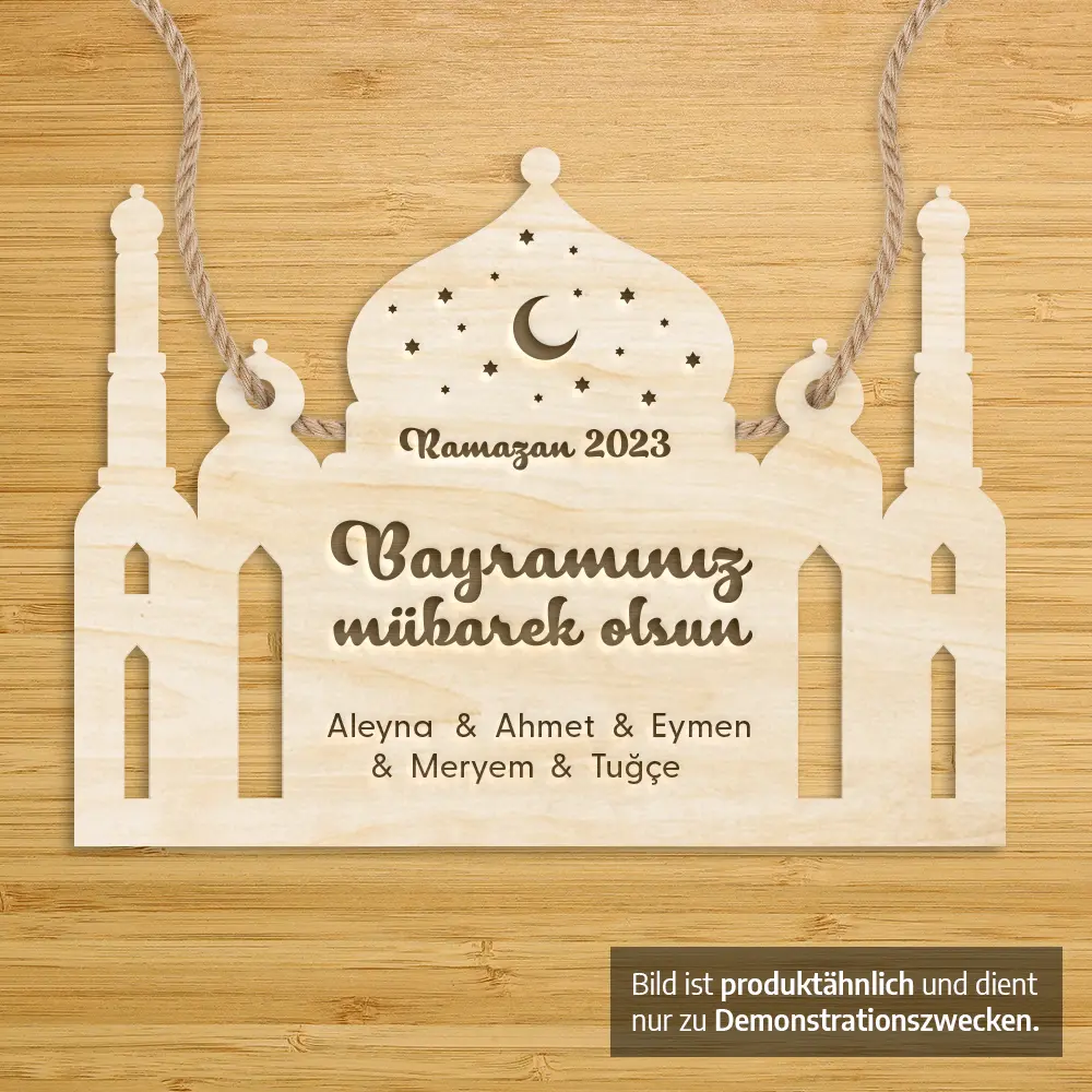 Ramadankarte aus Holz, Moschee - Produktbild